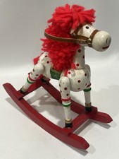 Vintage Classic 7  Wooden Rocking Horse Christmas Toy Red  White Decor