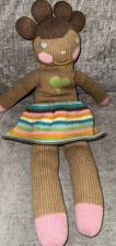 Blabla 19” Plush Coco Baby Doll Dark Skin Hand Knit Peru Huggable 100% Cotton