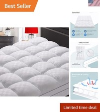 Machine Washable Queen Mattress Topper with Ergonomic Support  Luxurious Feel