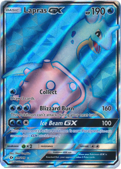 1x Lapras GX - 139/149 - Full Art Ultra Rare NM-Mint Pokemon SM01 - Sun & Moon B