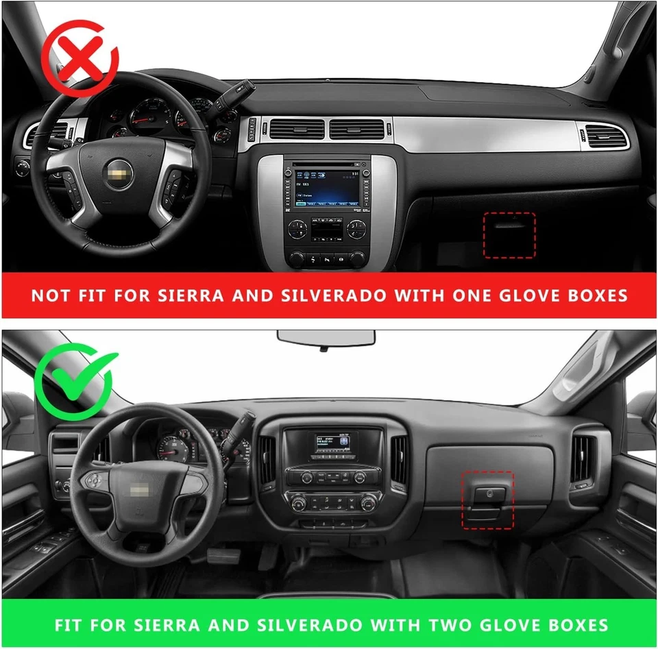 Alfombra cubierta tablero tablero para Chevy Silverado 2007-2013 y GMC Sierra 07-13 con Foto 2 de 4