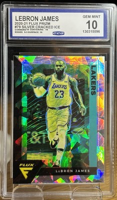 LeBron James 2020-21 Flux Prizm #79 Cracked Ice CCG 10 PSA