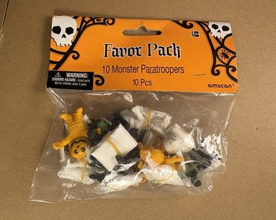 VTG AMSCAN HALLOWEEN FAVOR PACK MONSTER PARATROOPER GHOST/WITCH/PUMPKIN 10pc NEW
