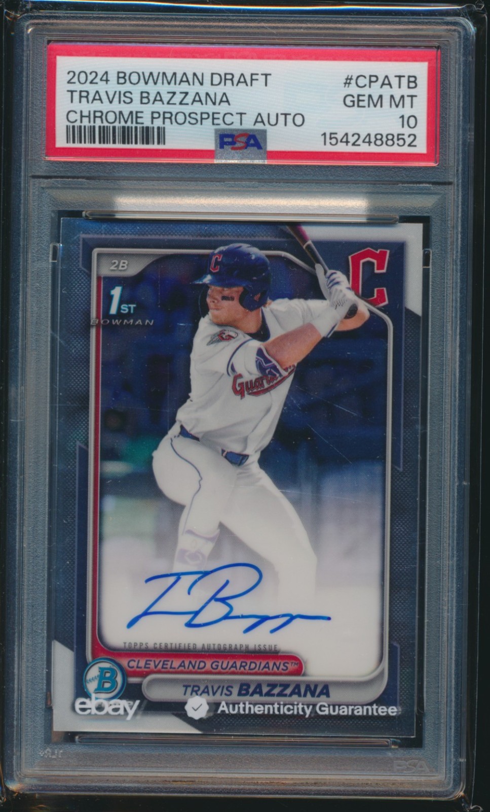 PSA 10 TRAVIS BAZZANA AUTO 1st 2024 Bowman Chrome Guardians Rookie RC GEM MINT