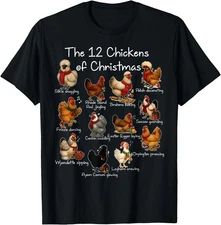 The 12 Chickens of Christmas Farm Animal Cute Xmas Holiday T-Shirt