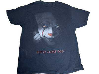 IT Pennywise T-Shirt Men's ''You'll Float Too'' Graphic Horror Movie Size XL