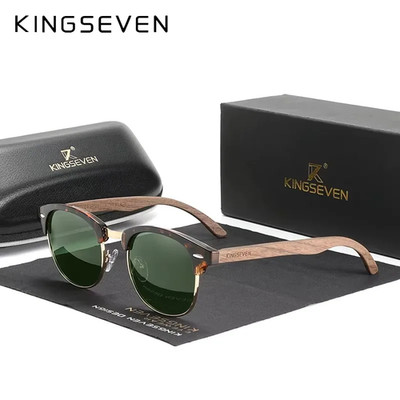 Kingseven Walnuss Polarisierte Sonnenbrille Herren Damen Retro UV400 Eyewear