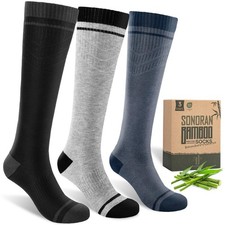 Bamboo Viscose Compression Socks for Women  Men 3 Pairs 15-20 mmHg Knee Hi...