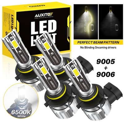 AUXITO 9005 9006 Combo LED Headlight Kit High Low Beam 6500K Fog Light Bulbs