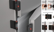 Refrigerator Door Locks Double Button Adhesive Fridge Lock with Keys, Black-2