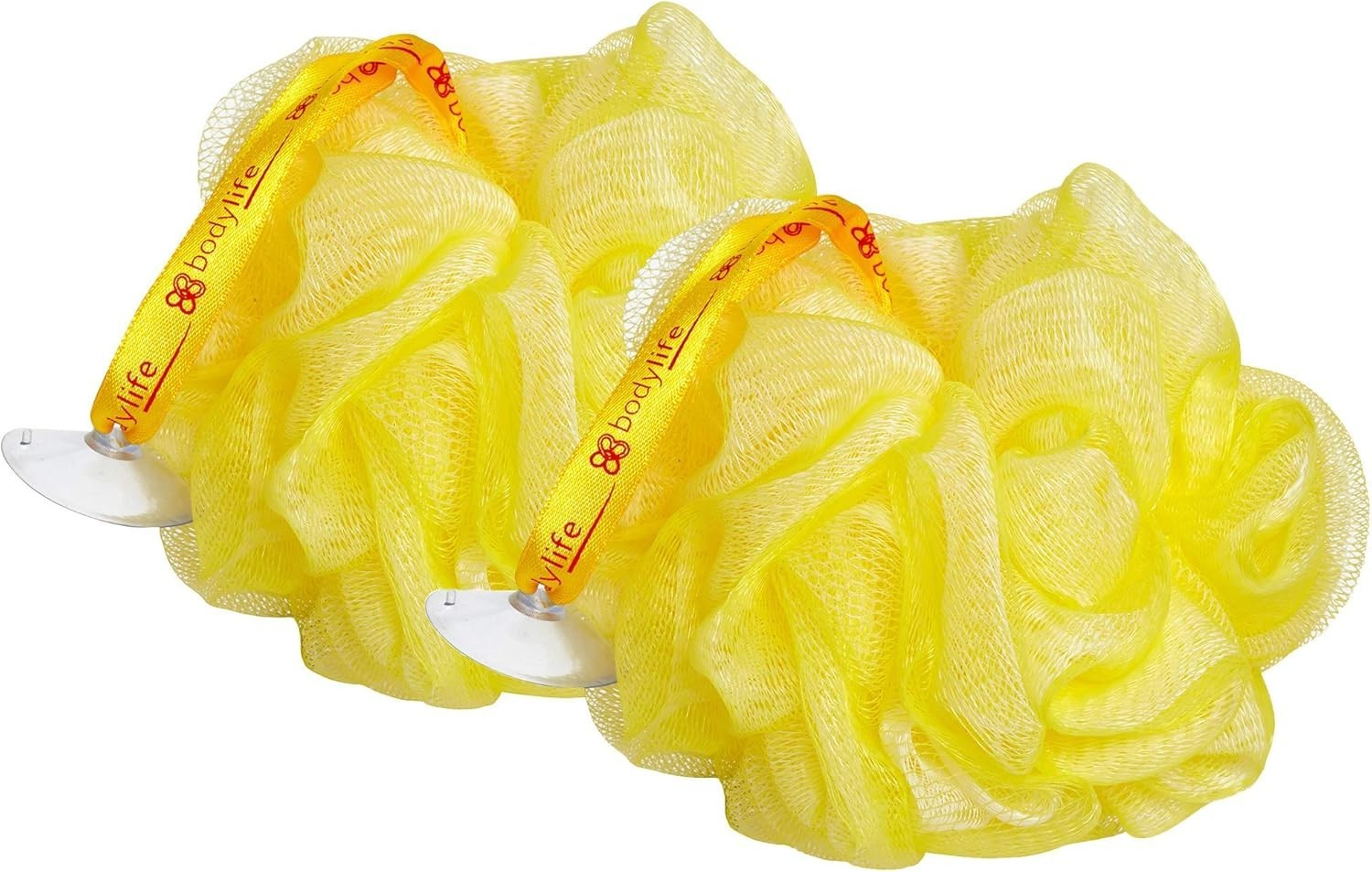 Bodylife Bath & Shower Body Pouf, Scrunchie, Body Scrubber Yellow Twin Pack 55g