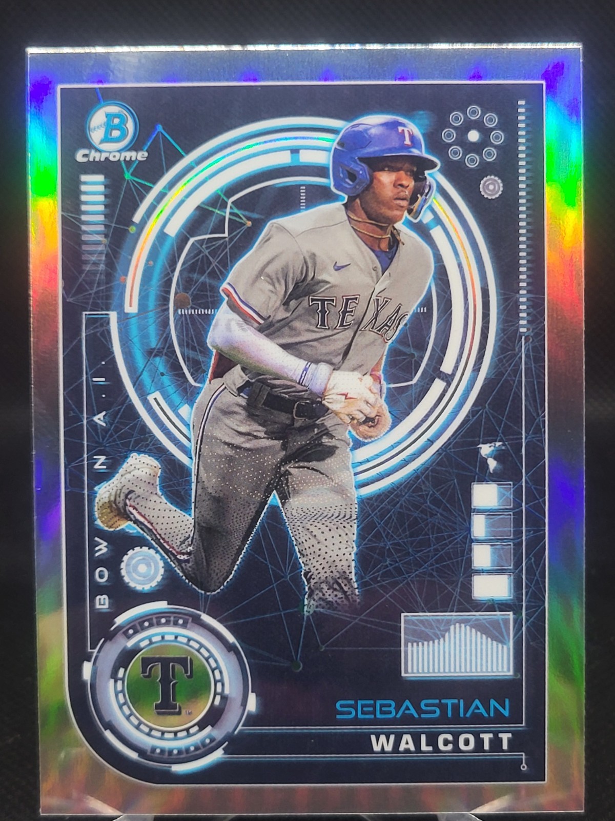 Sebastian Walcott AI Chrome Rookie 2024 Bowman Card #BAI-12 Texas Rangers