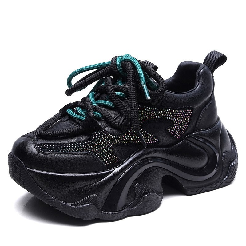 SAOLA Stivali suola spessa donna vera pelle moda sneakers grosse plateau comodi