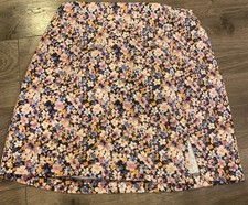 Midi Skirt Jrs Wild Fable Flowered Pinks Blues Purple Sz 4 W 24 L 14.5 Zip EUC