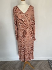 Pure Collection UK 12 Dress Pink Paisley Maxi Long Sleeved Boho Folk