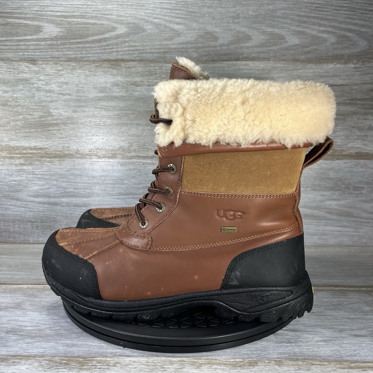 UGG Men\'s Dark Brown and Tan Shearling-Lined Lace-Up Boots UGG Men main image 4