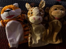 Melissa and Doug Lot 3 Plush Hand Puppets Monkey Tiger Giraffe