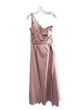 DB Studio Satin One-Shoulder Ruched Ballgown in Sand