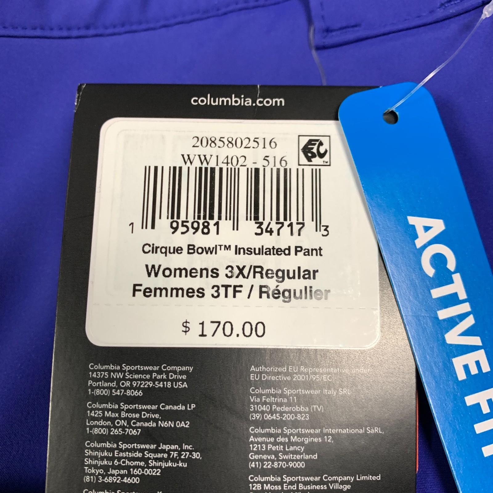 Columbia Cirque Bowl Pants Womens Plus 3X Blue Titanium Insulated Ski NWT $170 thumbnail 4