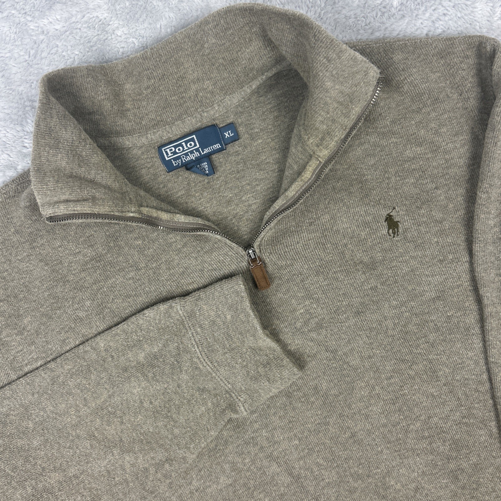 Vintage Polo Ralph Lauren 1/4 Zip Casual Knit Sweater Rare Size XL Green