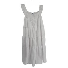 OLD NAVY Dress White Textured Tiered Size 3X Ruffle Smocked Gauzy Sleeveless
