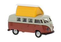 Brekina 31635 Vw T1B Camper, Grau/Rot, Bj.1960, 1:87, Neu - Modellauto