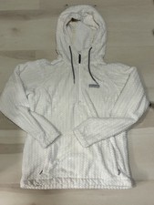 Columbia Women s Ivory Plush Fleece Hooded 1/2 Zip Pullover Hoodie M Pockets