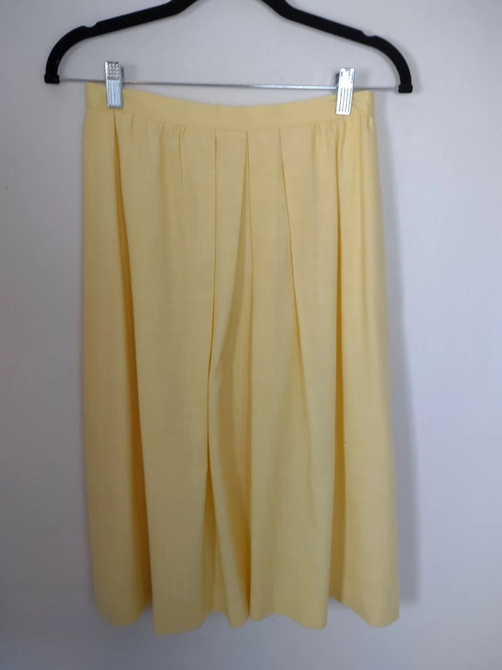 Traje Falda Ashley Brooke Mujer Talla 10p Amarillo Mezcla Lino S81 Foto 3 de 4