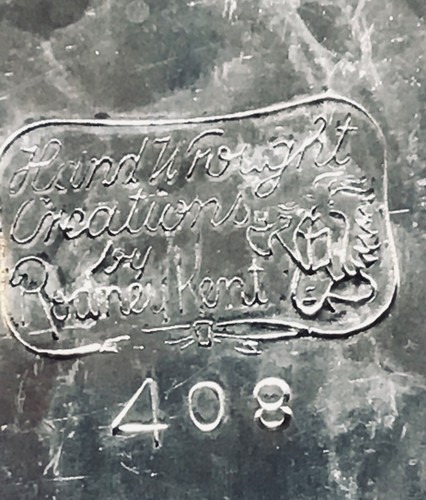 Vtg Rodney Kent Hand Wrought Aluminum Serving Tray 408 Tulips 16x11" Hammered - Picture 5 of 7