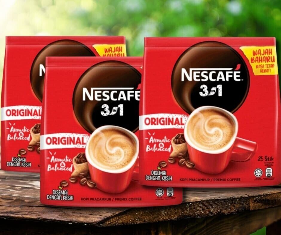 1X Packs NESCAFE 3 in 1 Blend & Brew ORIGINAL Instant Coffee 25 Sticks Sachets eBay