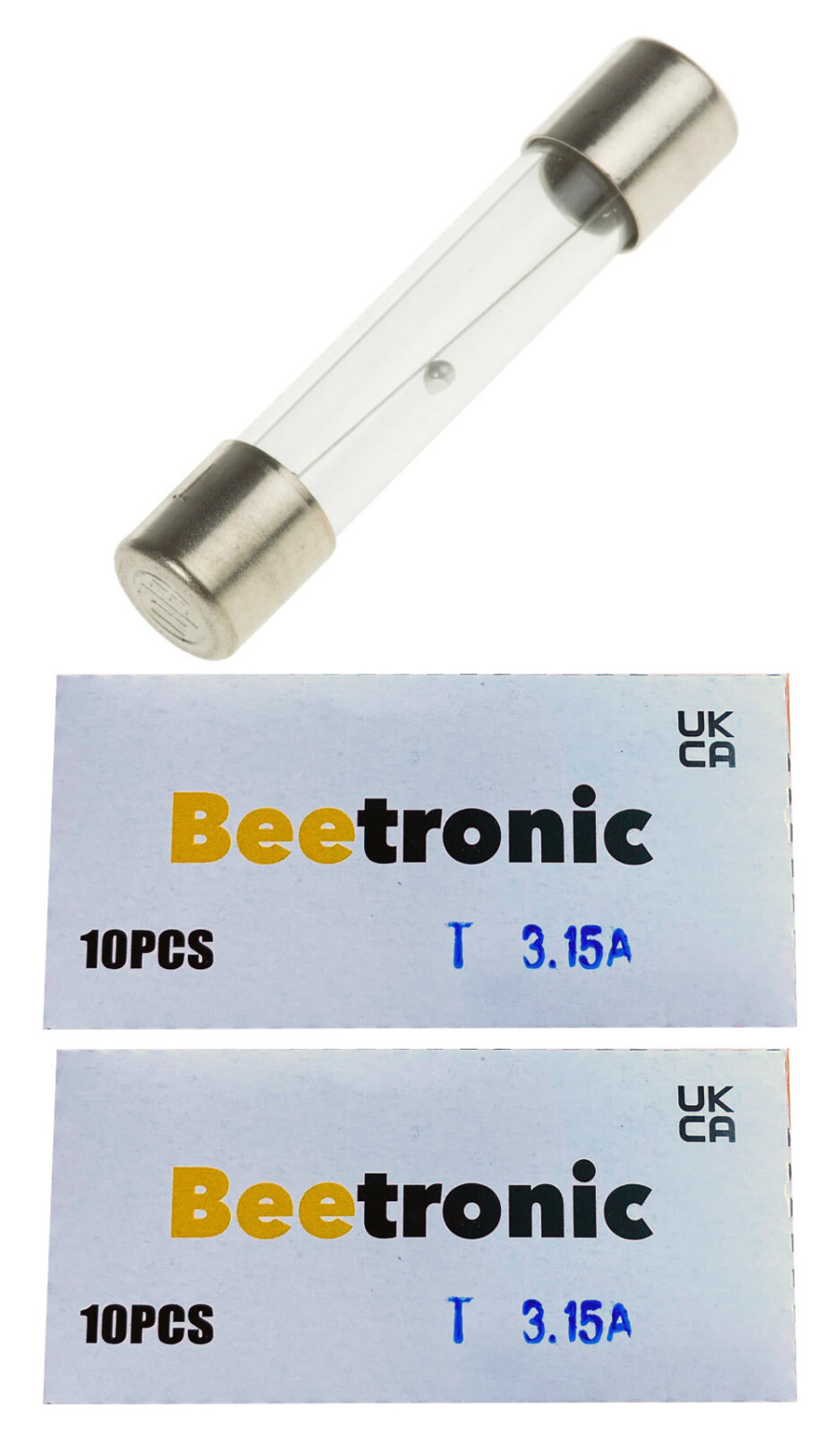 Beetronic 20 x T3.15A 3.15 Amp Anti Surge Time Delay Glass Fuse 32x6mm 250v