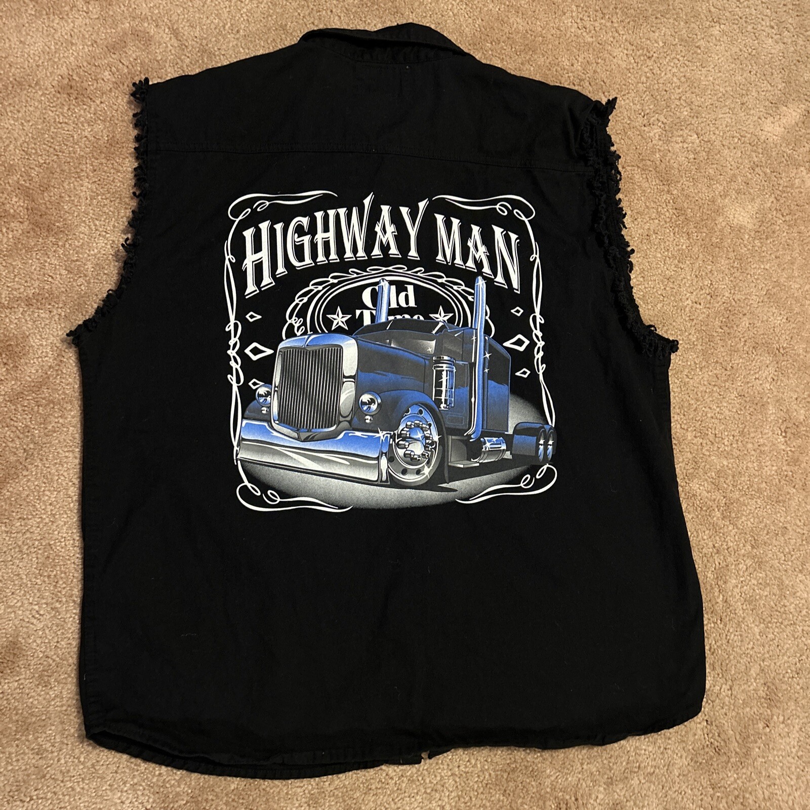 Coast Highway Man Old School Black Cut Off Cotton Vest. 3XL