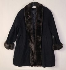 Mystic Women Wool Coat With Faux Fur Accents. Sz L