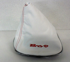 Schaltsack Echtes Leder Weiß Naht Rot für Fiat Neu Bravo 2007