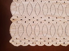 Vintage Eyelet Table Runner or Dresser Scarf Ivory Detailed design 12" x 26"