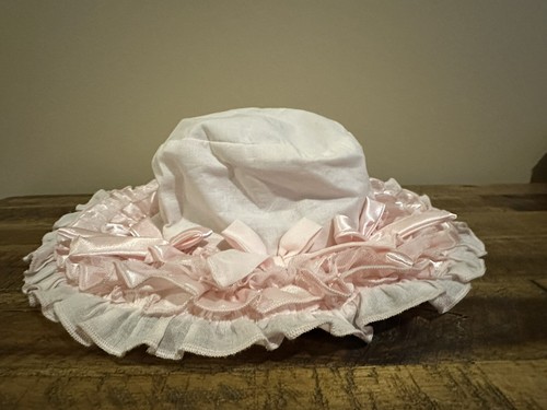 KATE MACK BABY GIRL PINK RUFFLE BOW SUN HAT SIZE BIRTH-2T