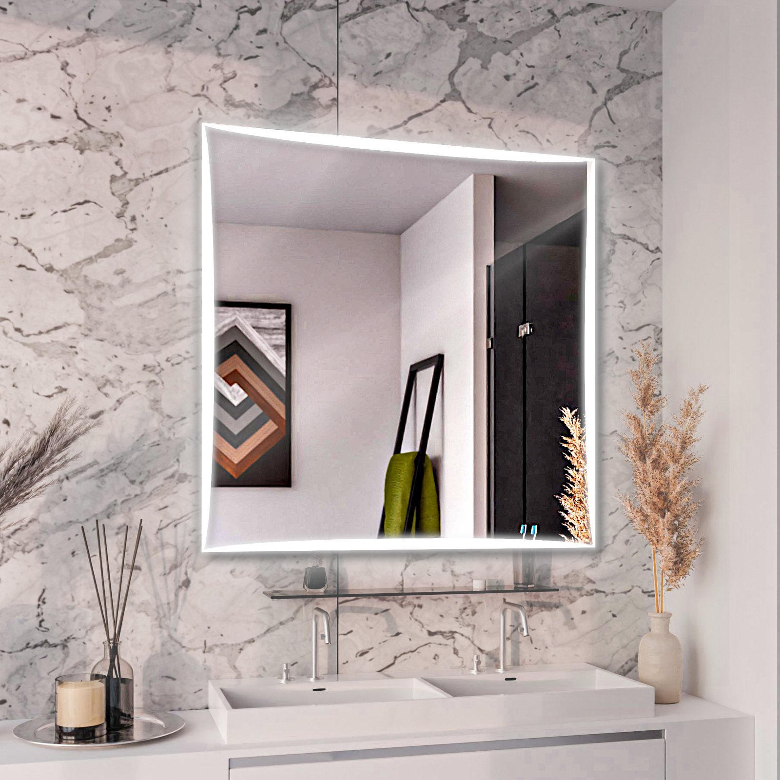 Lisboa Espejo de baño con iluminación LED Pared según medida