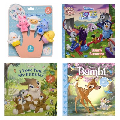 Toddler Easter ~ Finger Puppets + Disney Books w/ Stickers (TOTS Bunnies Bambi)
