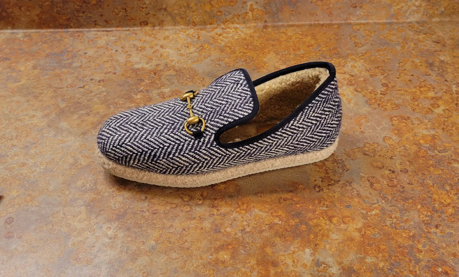 Neuf ! Mocassin Gucci « Fria » en laine blanche bleue taille 8 États Unis 7 Royaume Uni
