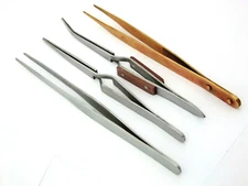 4 Piece 6 1/2"  Soldering Tweezers In Carrying Pouch