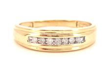 10K YELLOW GOLD 1/12CTW ROUND DIAMOND MENS WEDDING BAND