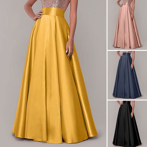 UK 8-24 Womens Formal Satin Party Gown 