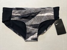 NIKE Black  White Hipster Bikini Bottoms Mesh Sides Women  s SZ Small