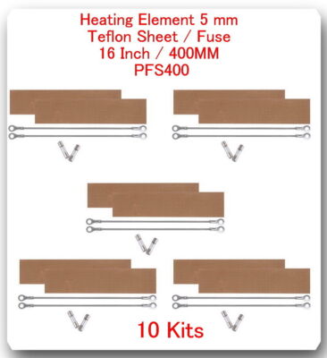 10 Heating Elements 5mm + 10 PTFI Sheet  For Impulse Sealer 16'' / 400mm PFS400