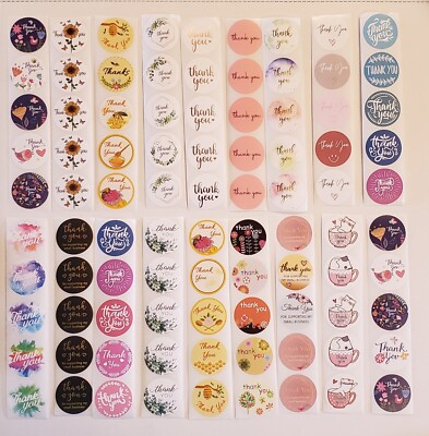 100 THANK YOU STICKERS/THANK YOU STICKER VARIETY/MIXED LOT OF THANK YOU STICKERS
