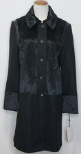 DKNY Women’s Black Faux-Fur Walker Wool Blend Coat Size 10