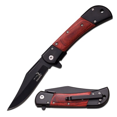 Elk Ridge Spring Assisted knife 8.50'' Overall Brown Wood Handle ER-A009BW