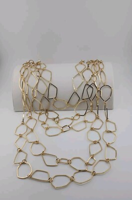 French Connections 5 Layered Multi Chain Long Gold Tone Necklace 37''