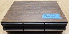 Vintage Cassette Tape Cabinet 3 Drawer Faux Wood Storage Case Holds 36 tapes