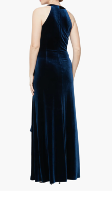 Alex & Eve L50602 Womens Imperial Blue Velvet Embellished Evening Dress  Size 10 | eBay